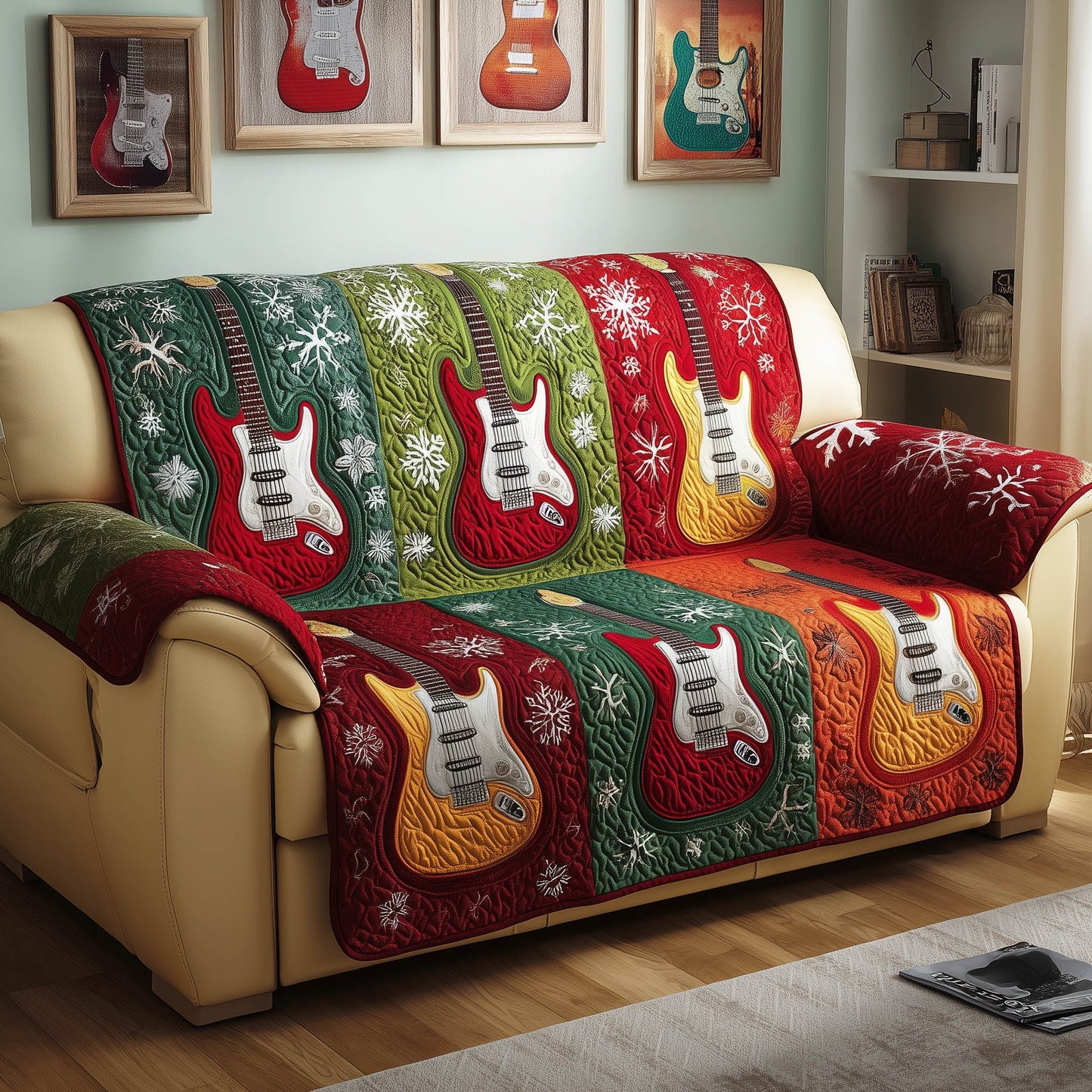 Christmas Harmony Quilted Sofa Cover GFTONT4946