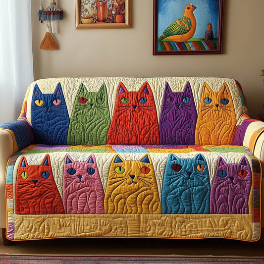 Whimsy Cat Quilted Sofa Cover GFTONT4973
