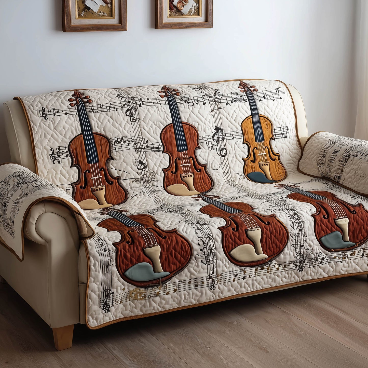 Rustic Violin Quilted Sofa Cover GFTONT4984