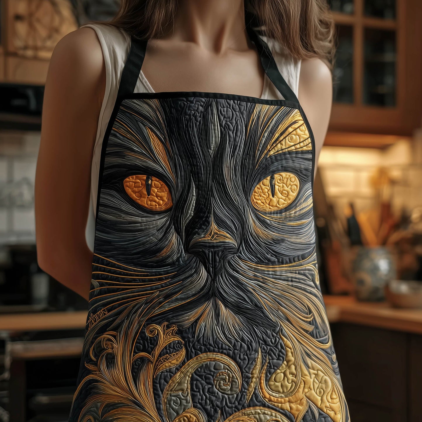 Swirly Cat Quilted Apron GFTONT5018