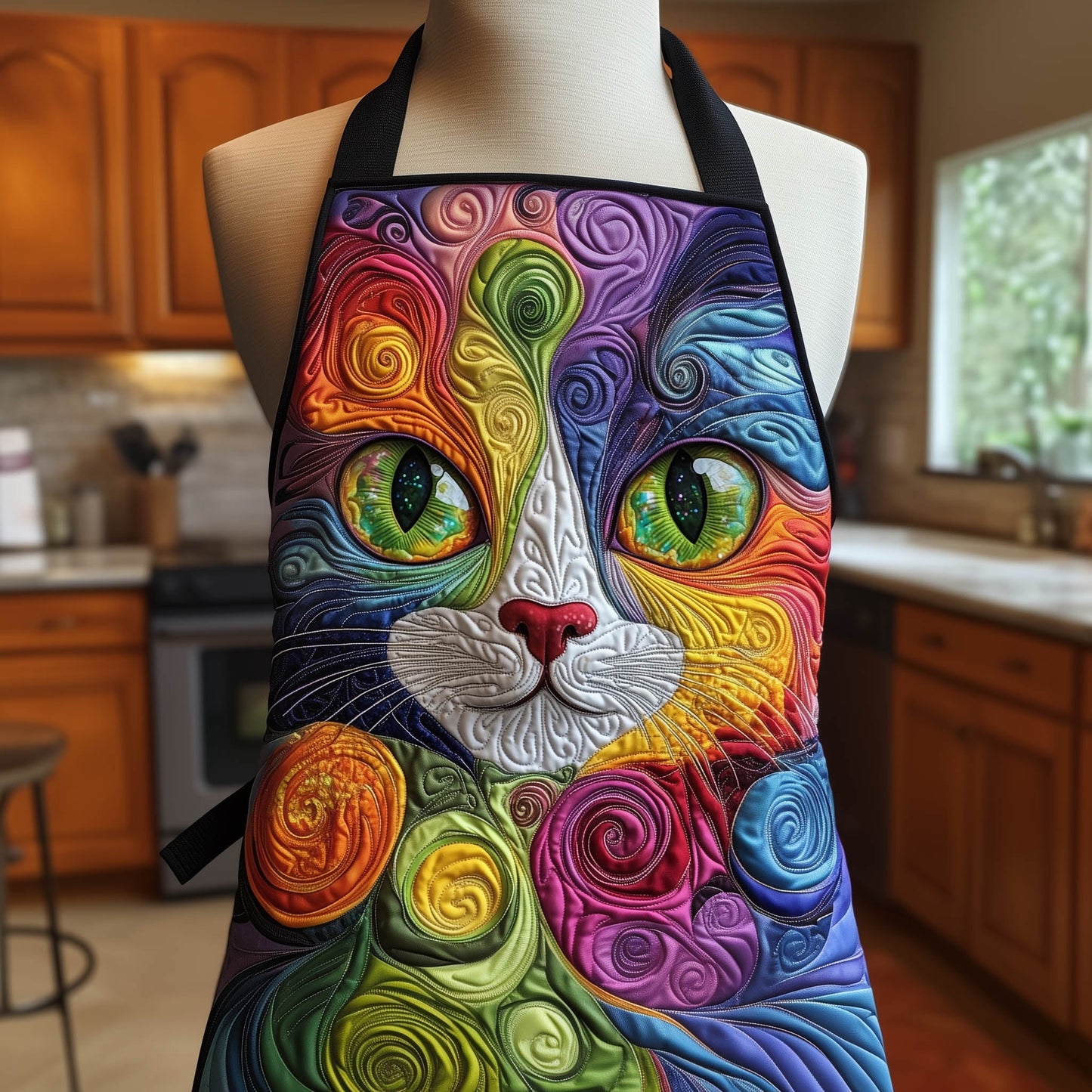 Swirly Cat Quilted Apron GFTONT5021