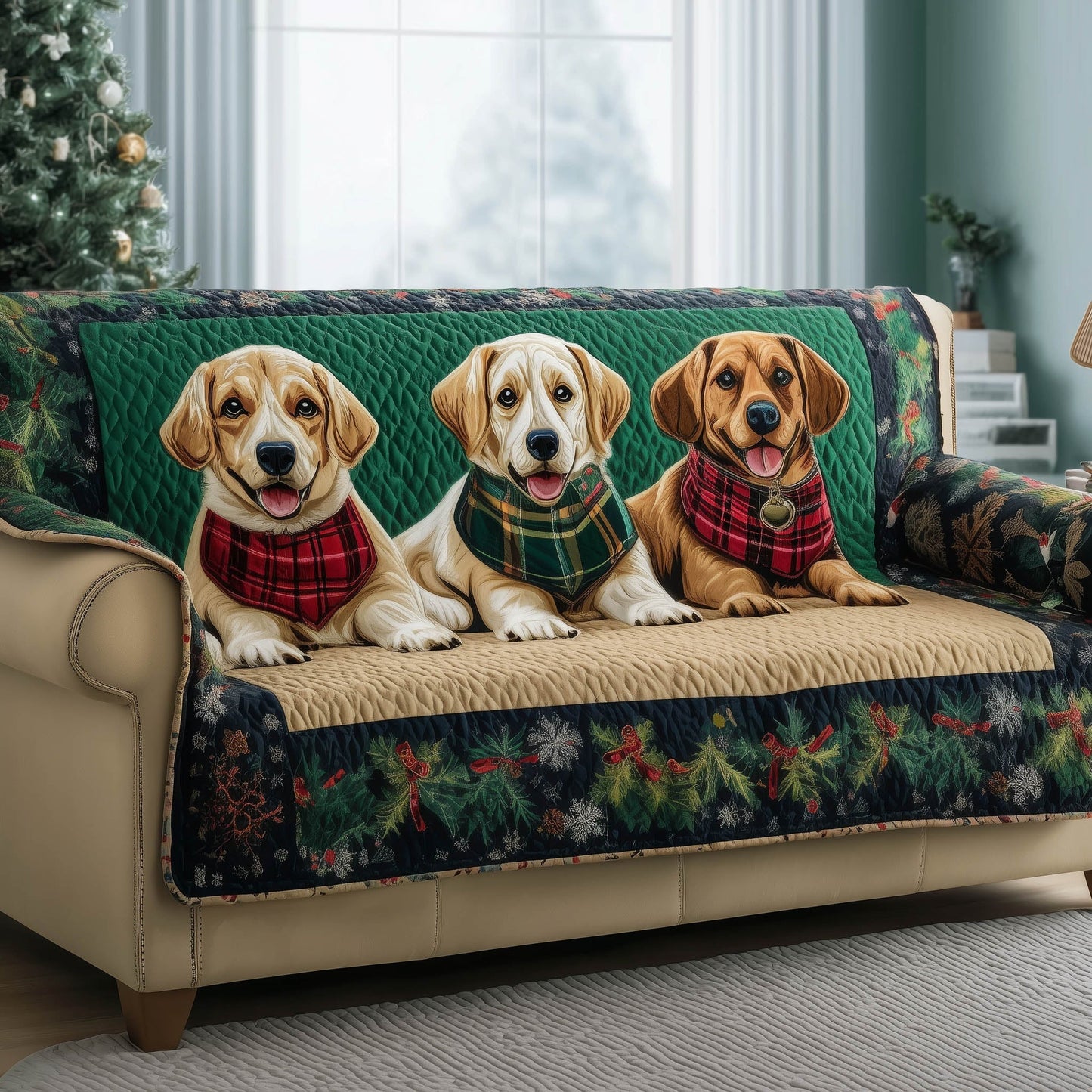 Jolly Puppies Quilted Sofa Cover GFTONT5036