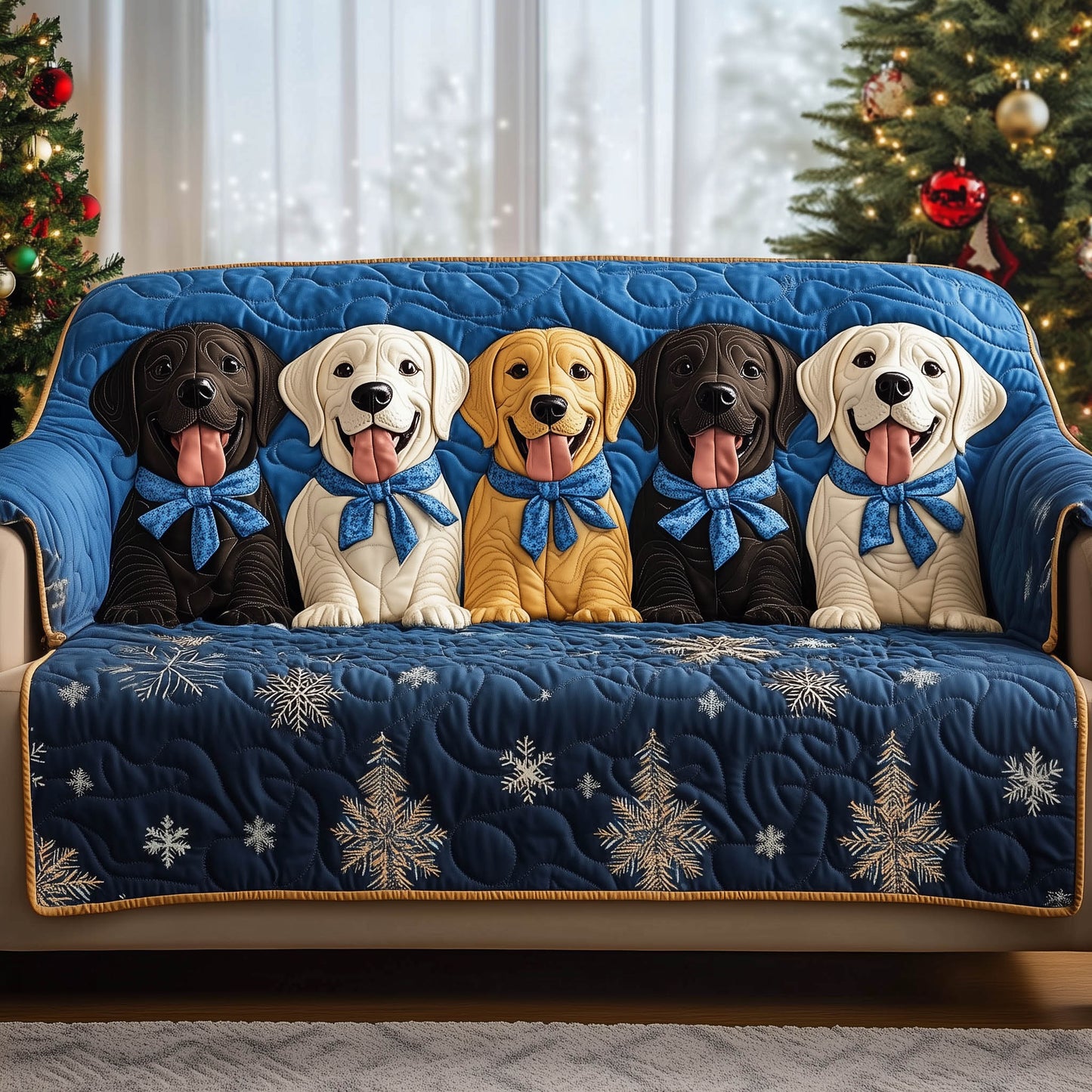Festive Puppies Quilted Sofa Cover GFTONT5039