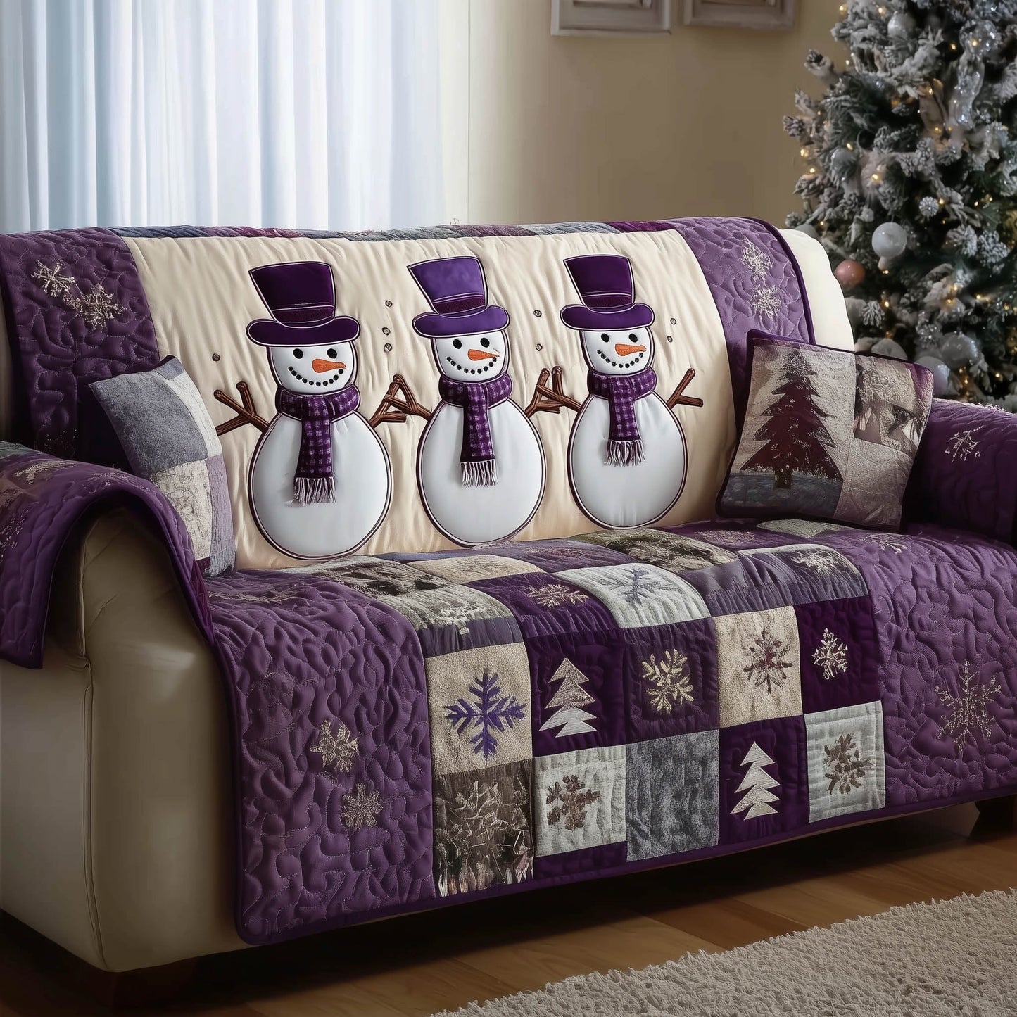 Snowman Quilted Sofa Cover GFTONT5042