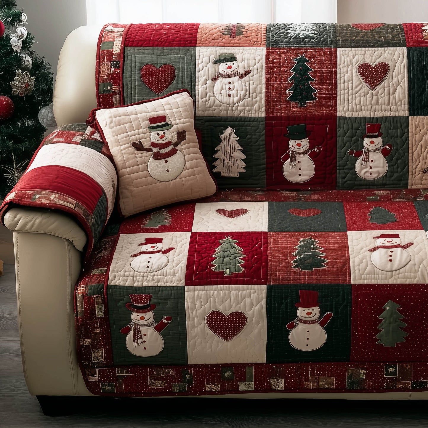 Snowman Quilted Sofa Cover GFTONT5043