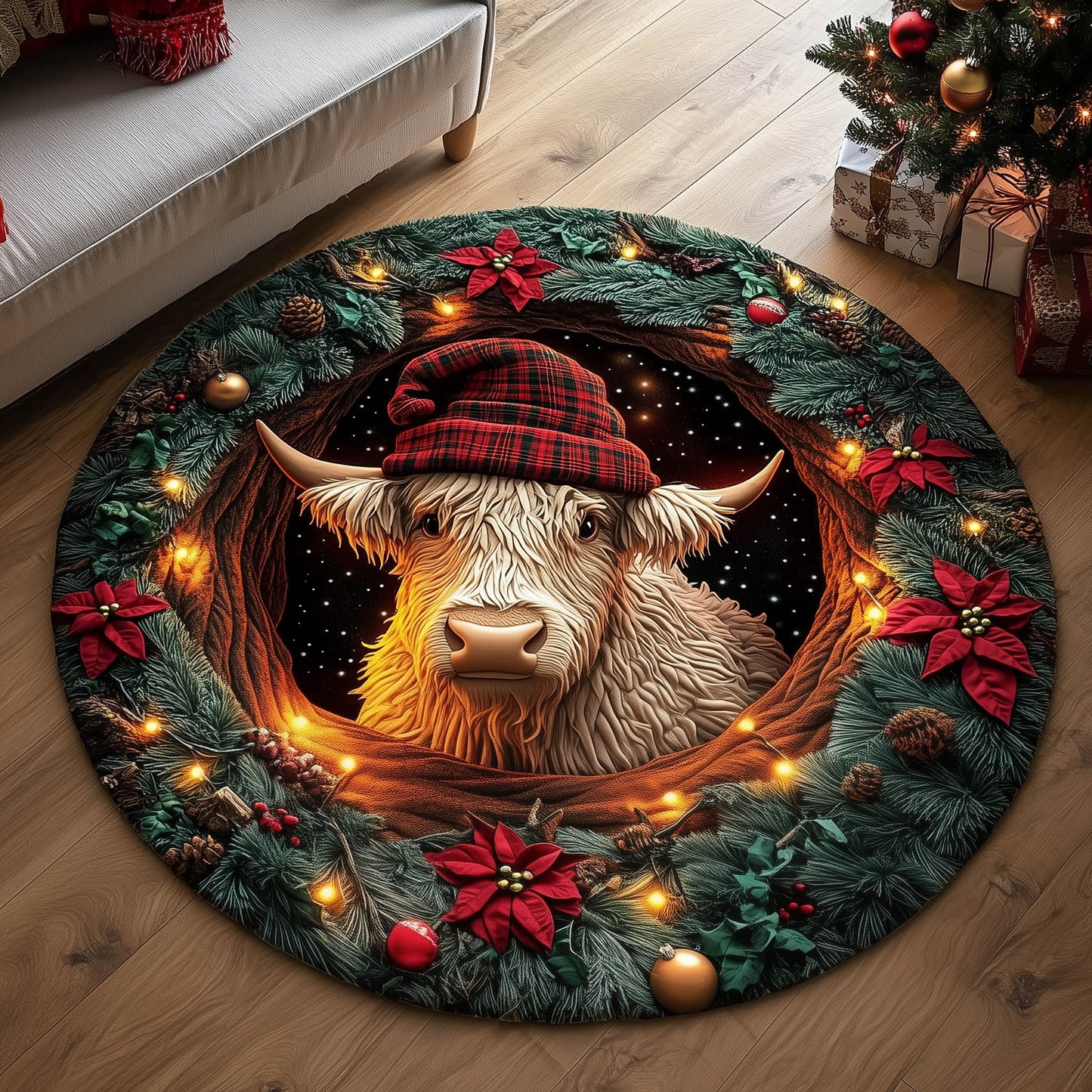 Farmstead Cow Quilted Round Mat GFTONT5052