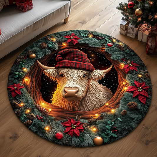 Farmstead Cow Quilted Round Mat GFTONT5052
