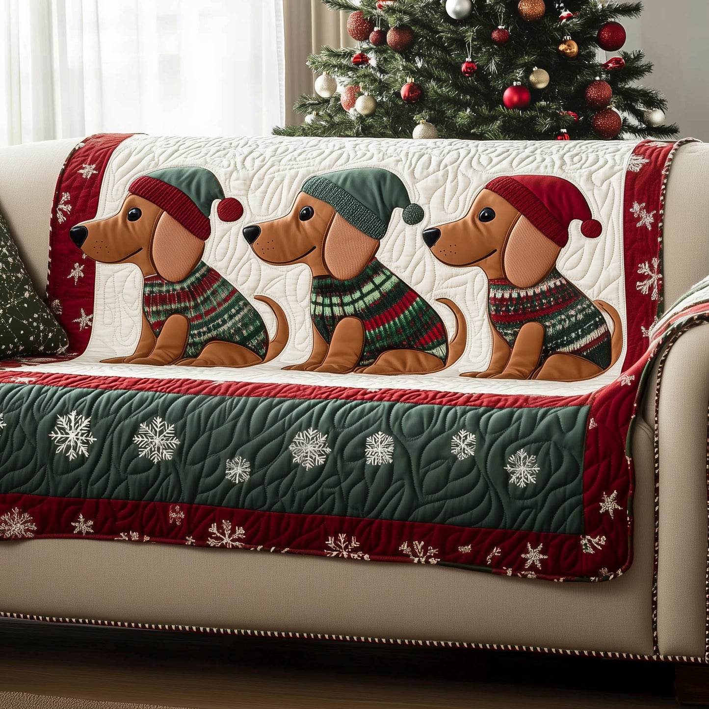 Charming Dachshund Quilted Sofa Cover GFTONT5081