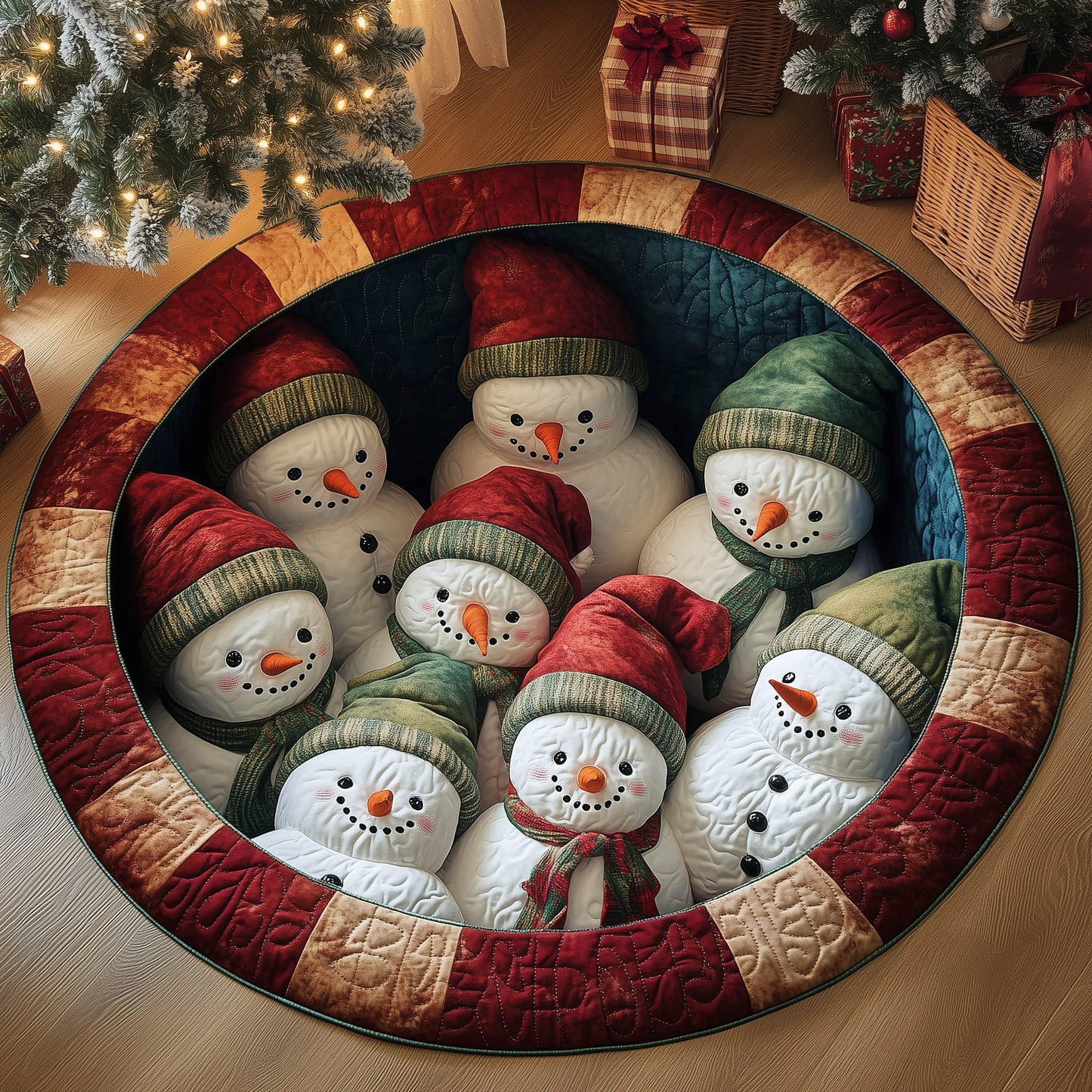 Festive Snowman Quilted Round Mat GFTONT5088