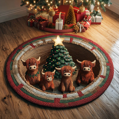 Festive Highland Cow Quilted Round Mat GFTONT5135