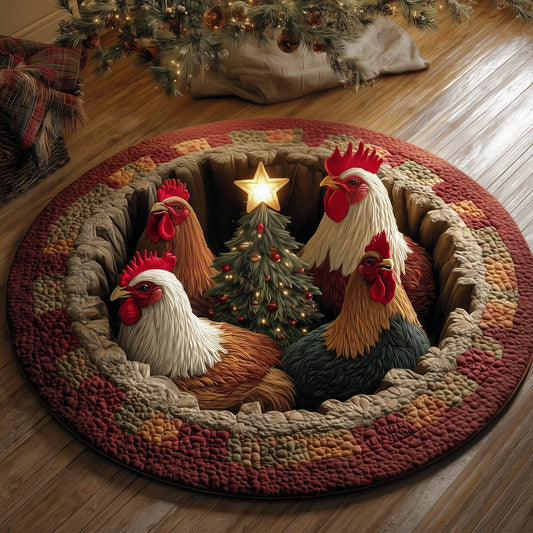 Chicken Holiday Quilted Round Mat GFTONT5140
