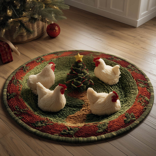 Chicken Holiday Quilted Round Mat GFTONT5142