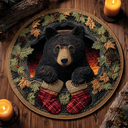 Black Bear Quilted Round Mat GFTONT5144