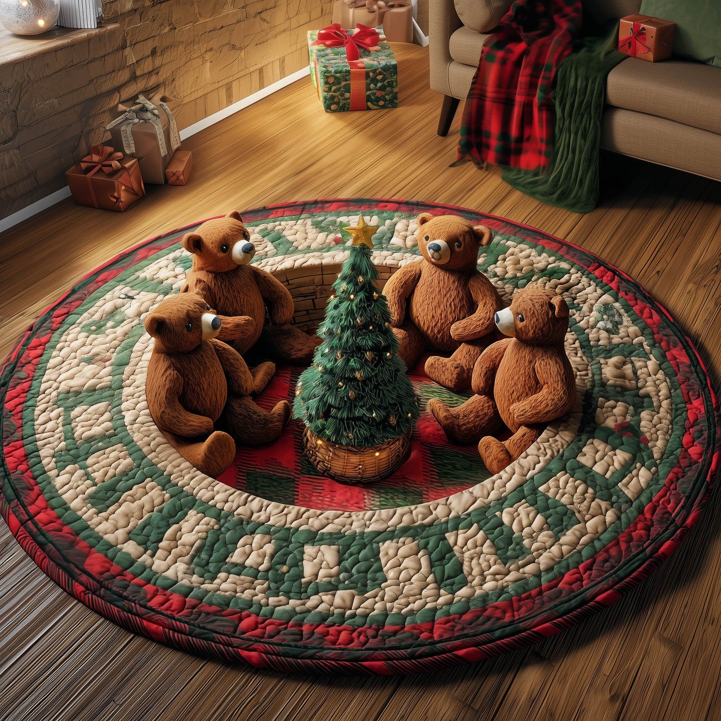 Bear Holiday Quilted Round Mat GFTONT5148