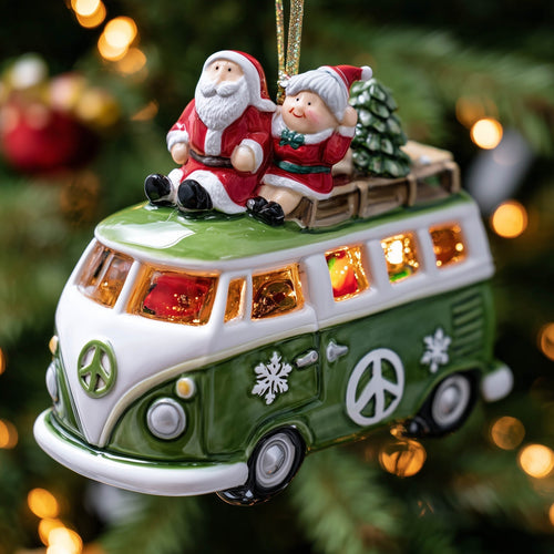 Festive Hippie Van Christmas Mica Ornament GFTONT5150