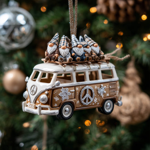 Festive Hippie Van Christmas Mica Ornament GFTONT5151