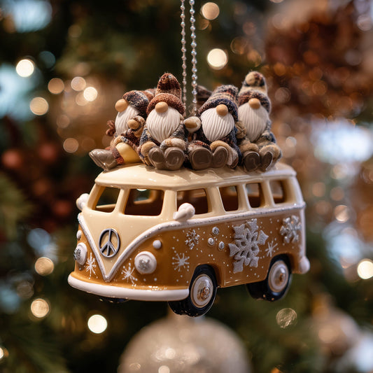 Festive Hippie Van Christmas Mica Ornament GFTONT5152