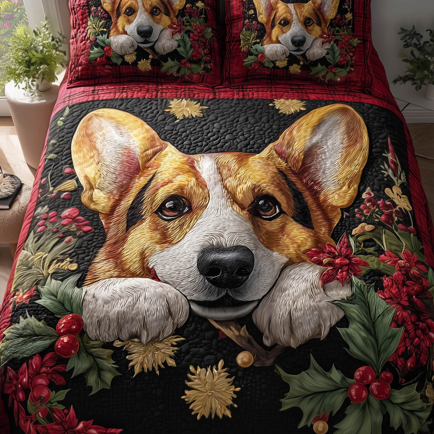 Corgi Holiday Duvet Cover Set GFTONT5159