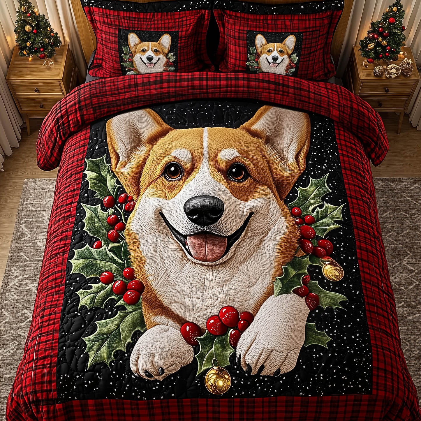 Corgi Holiday Duvet Cover Set GFTONT5160