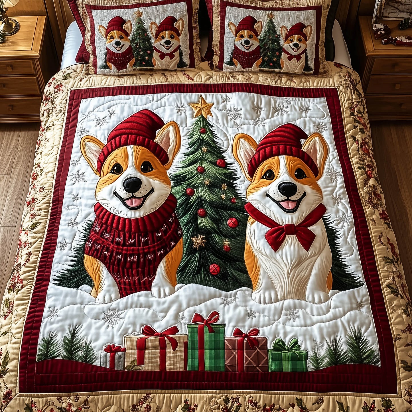 Festive Corgi Duvet Cover Set GFTONT5162