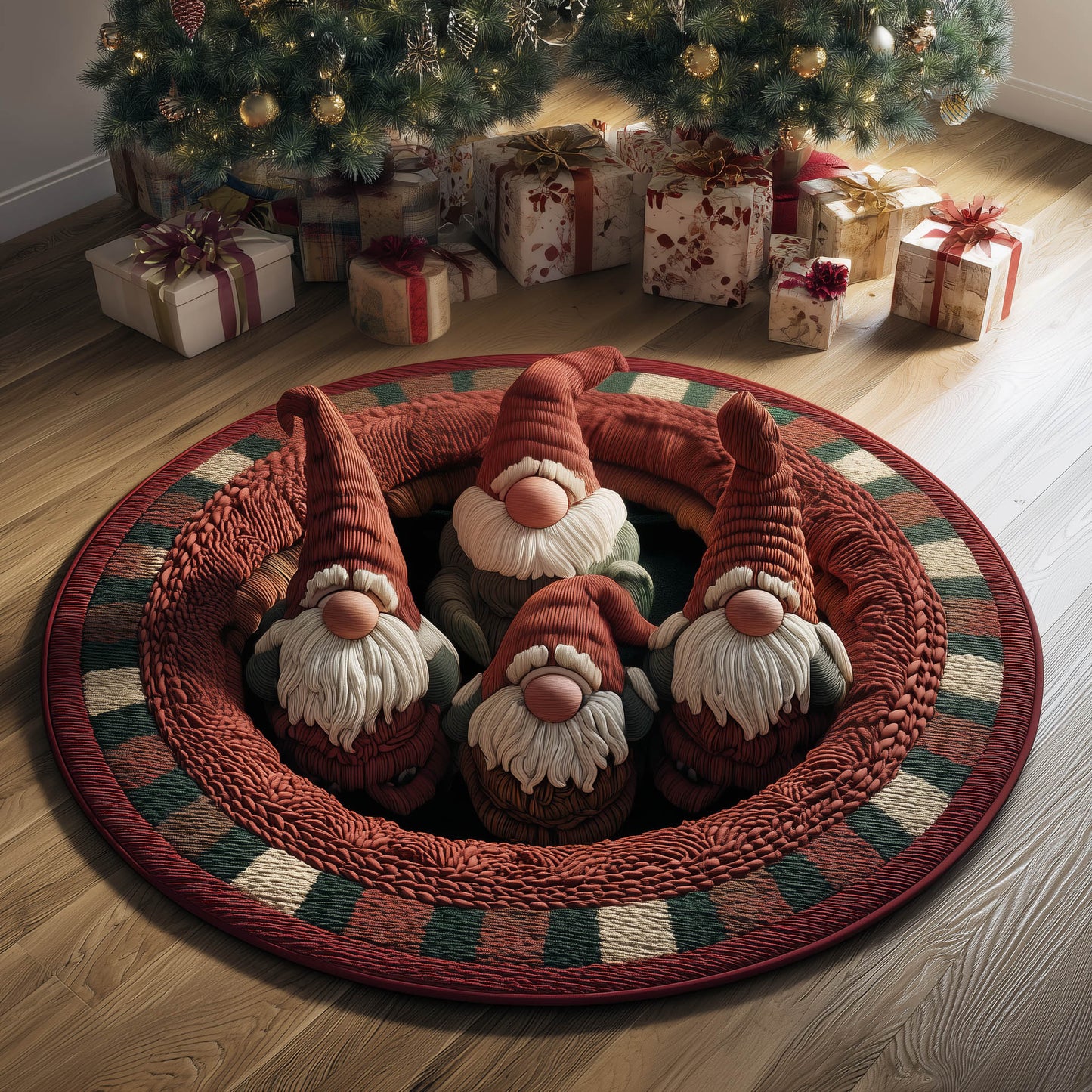 Festive Gnome Quilted Round Mat GFTONT5179