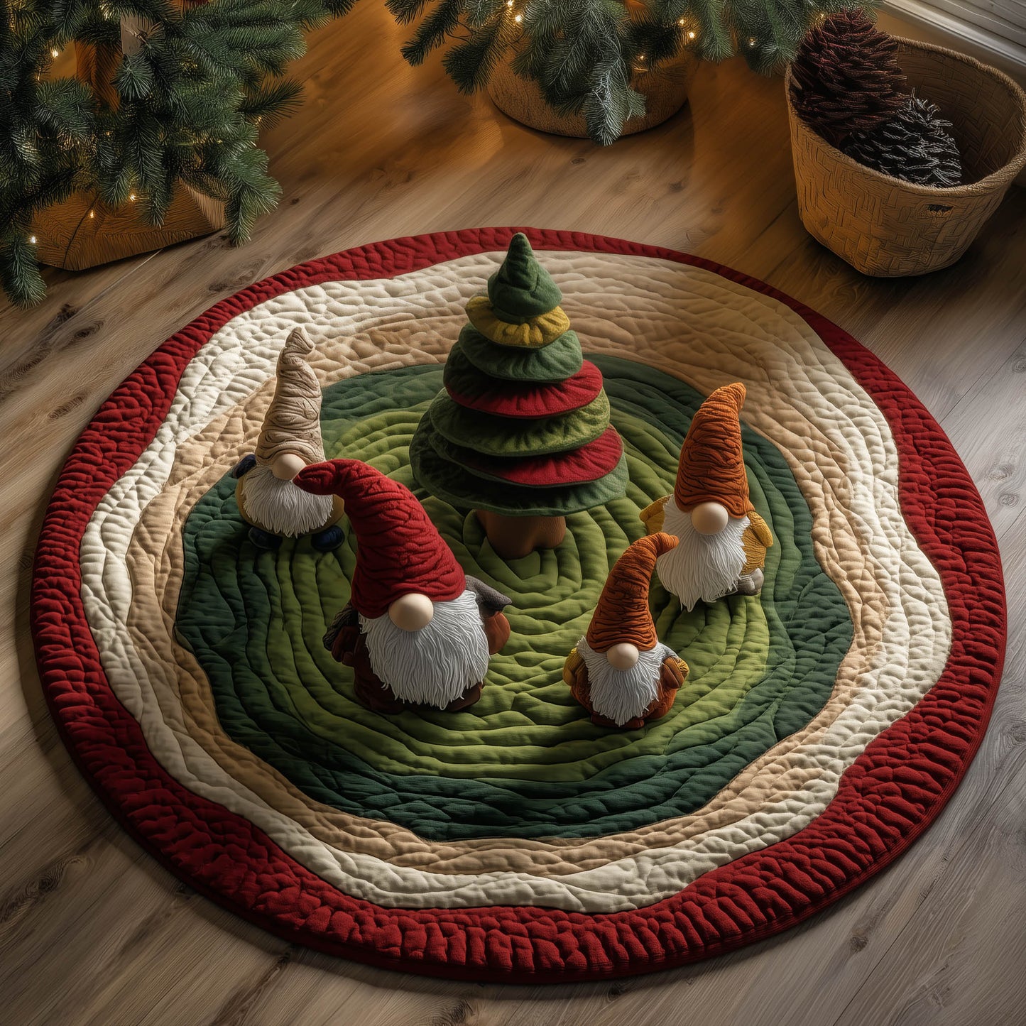 Festive Gnome Quilted Round Mat GFTONT5180
