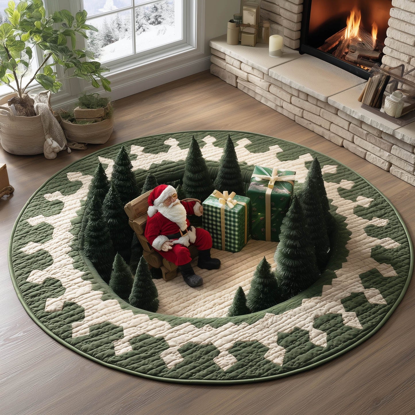 Santa Claus Quilted Round Mat GFTONT5185