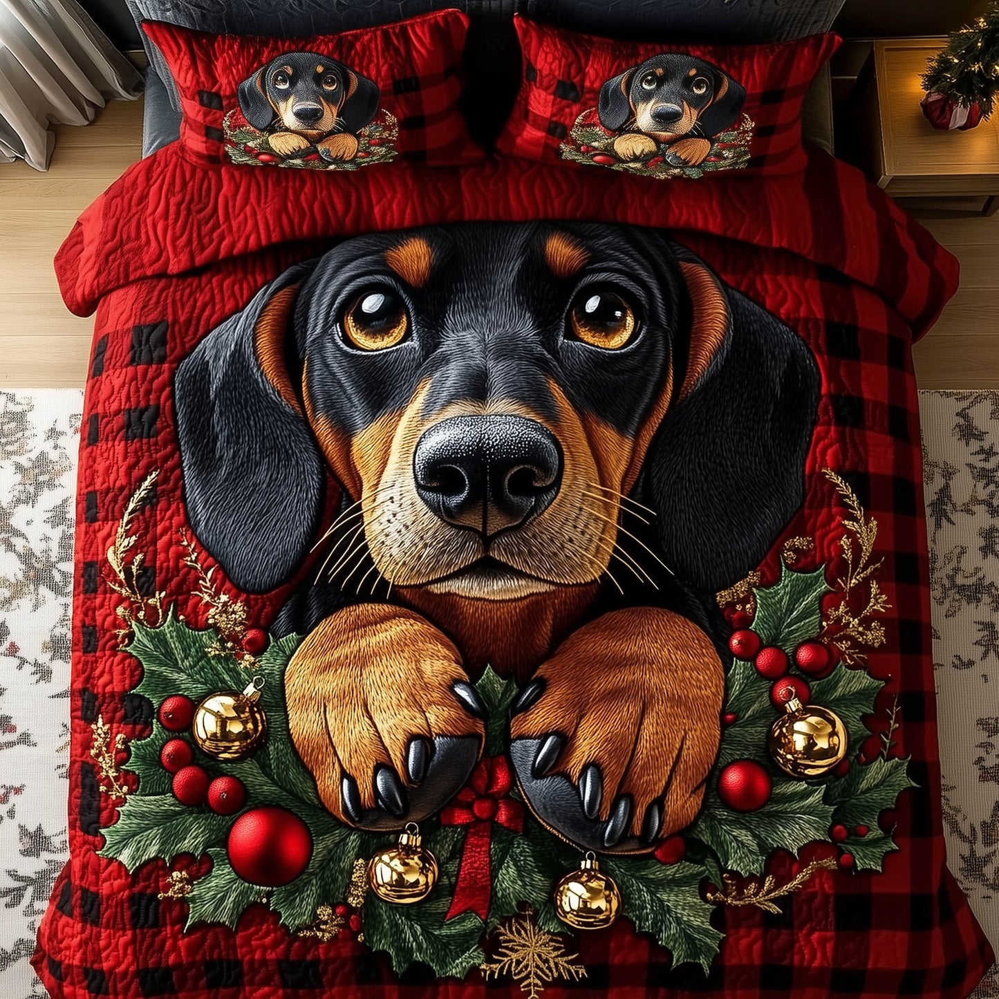 Dachshund Holiday Duvet Cover Set GFTONT5186