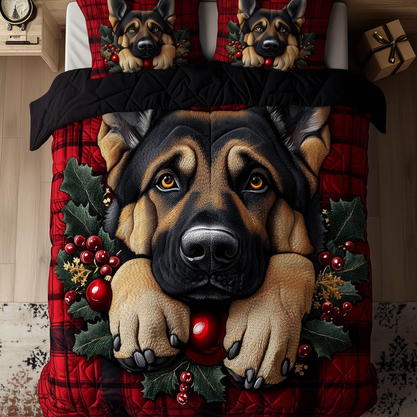 Festive German Shepherd Duvet Cover Set GFTONT5198