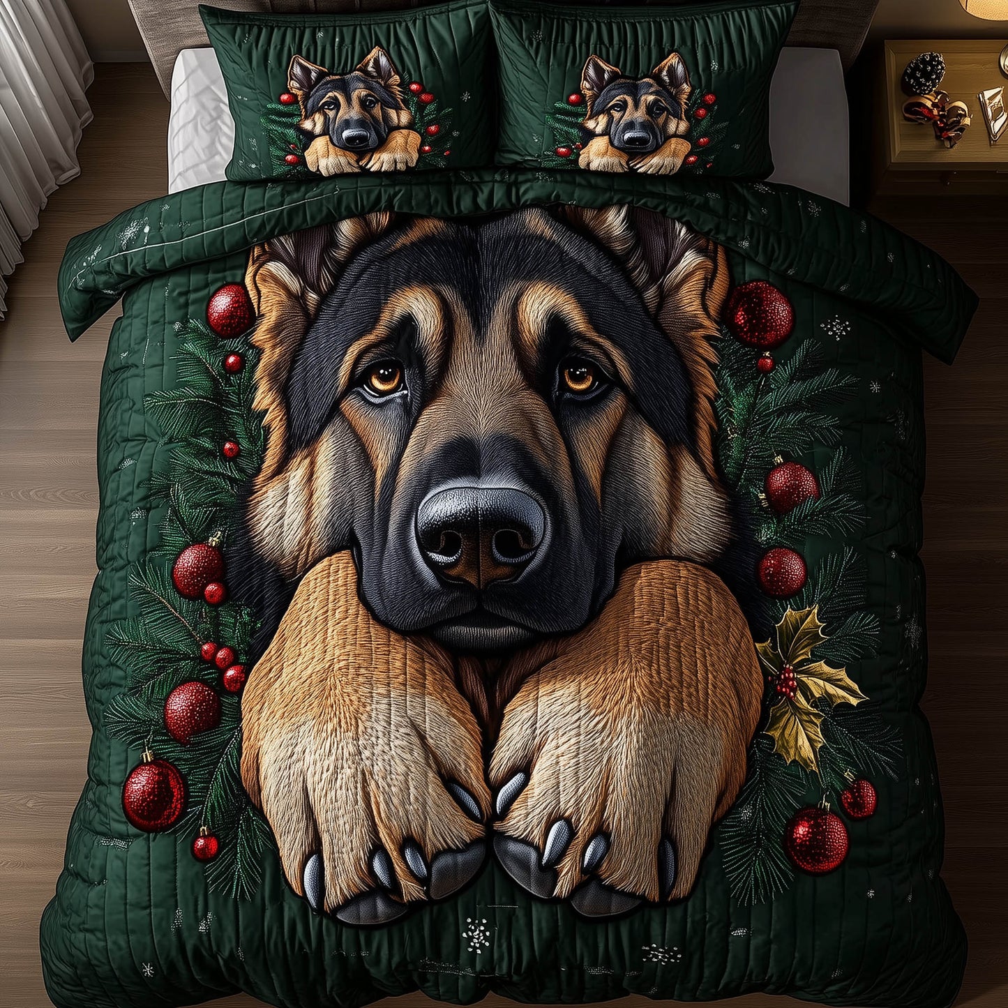 Festive German Shepherd Duvet Cover Set GFTONT5200