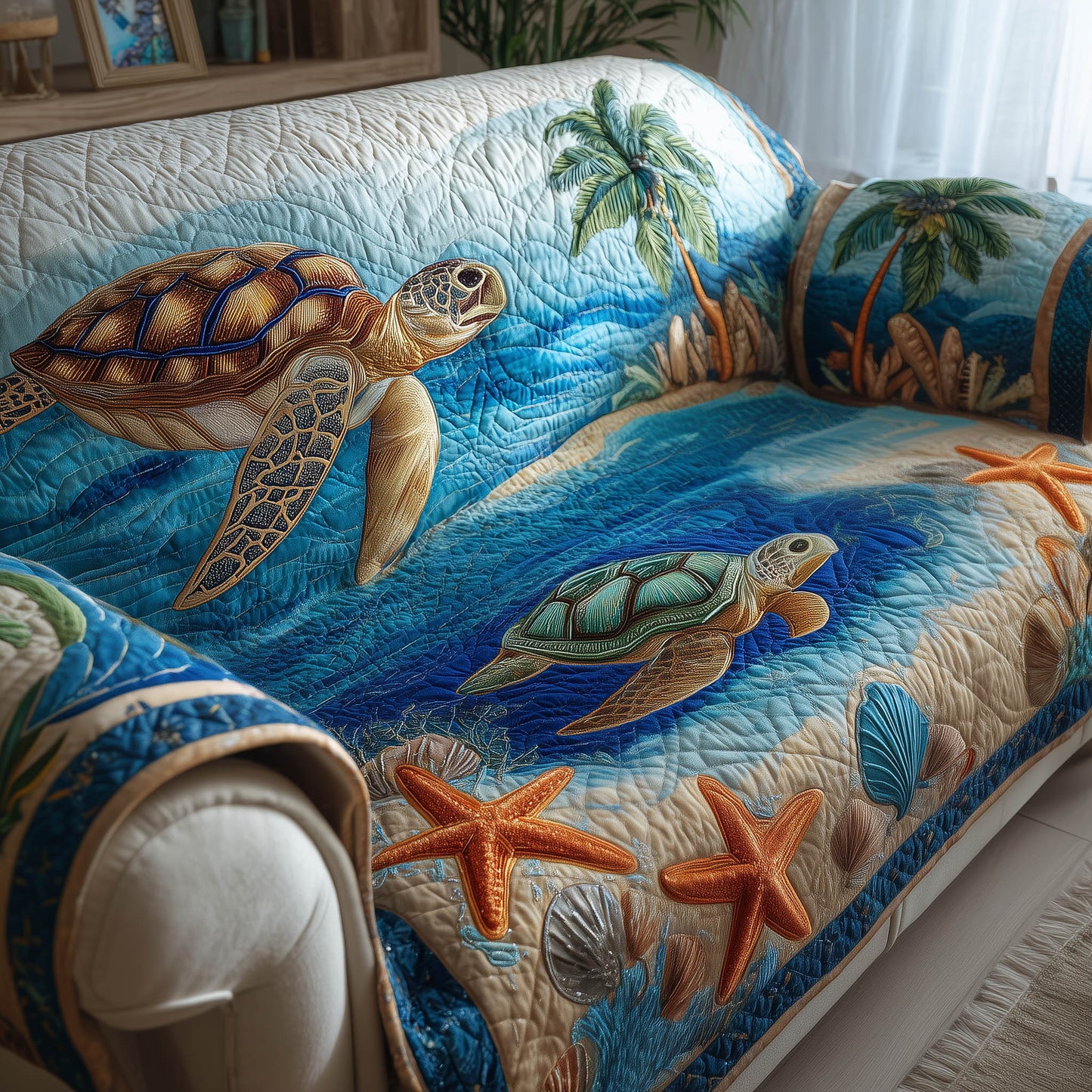 Ocean Breeze Quilted Sofa Cover GFTONT5206