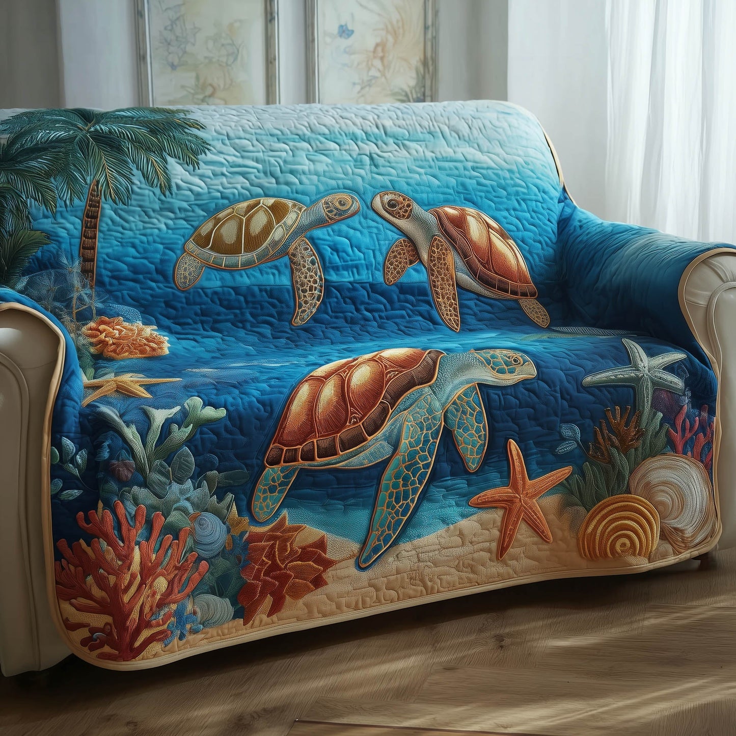 Sea Turtle Quilted Sofa Cover GFTONT5207