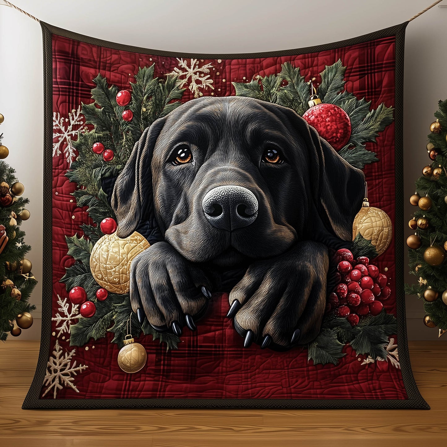 Festive Labrador Quilted Blanket GFTONT5211