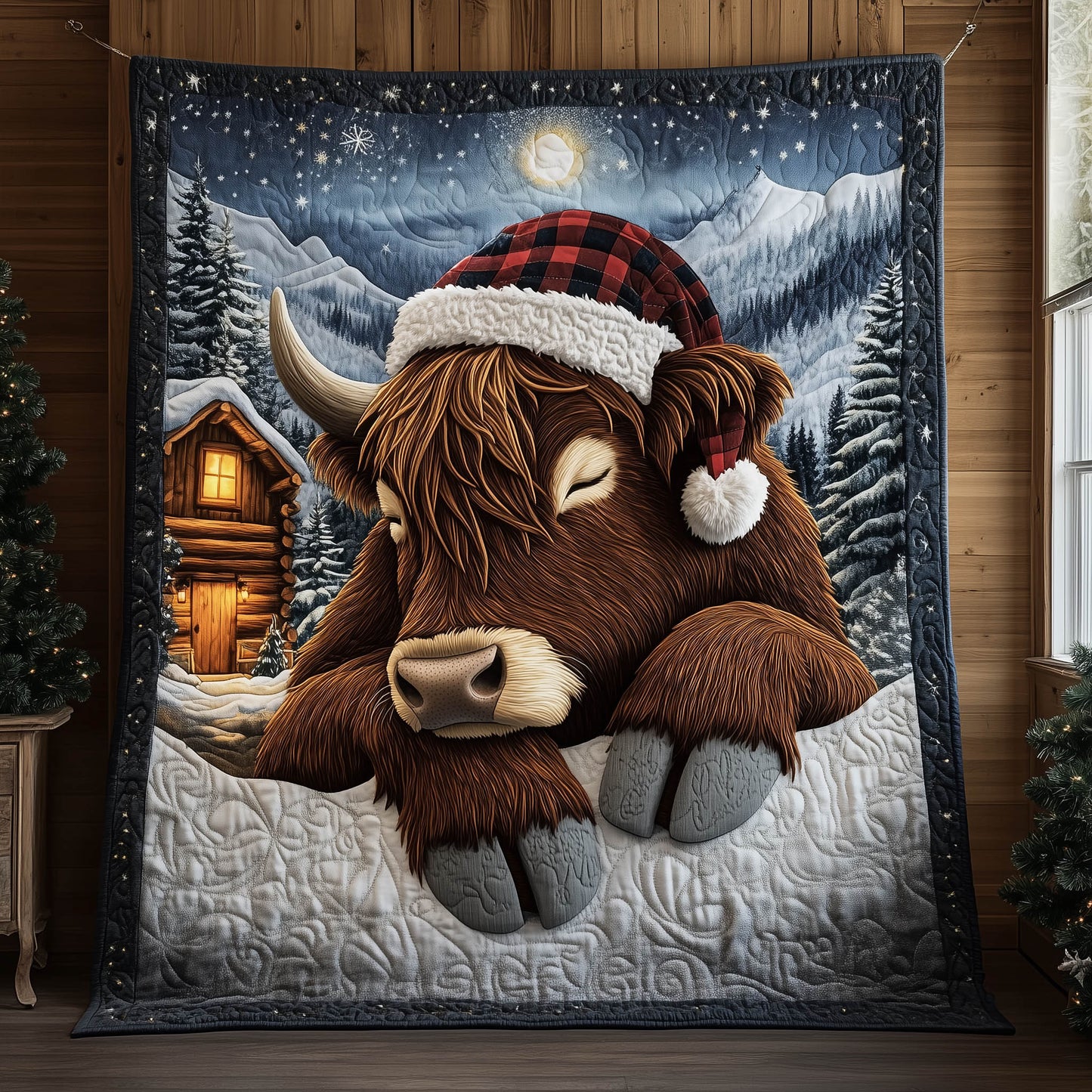 Highland Cow Holiday Quilted Blanket GFTONT5216