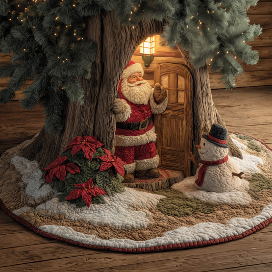 Knock Knock Santa Quilted Tree Skirt GFTONT5225