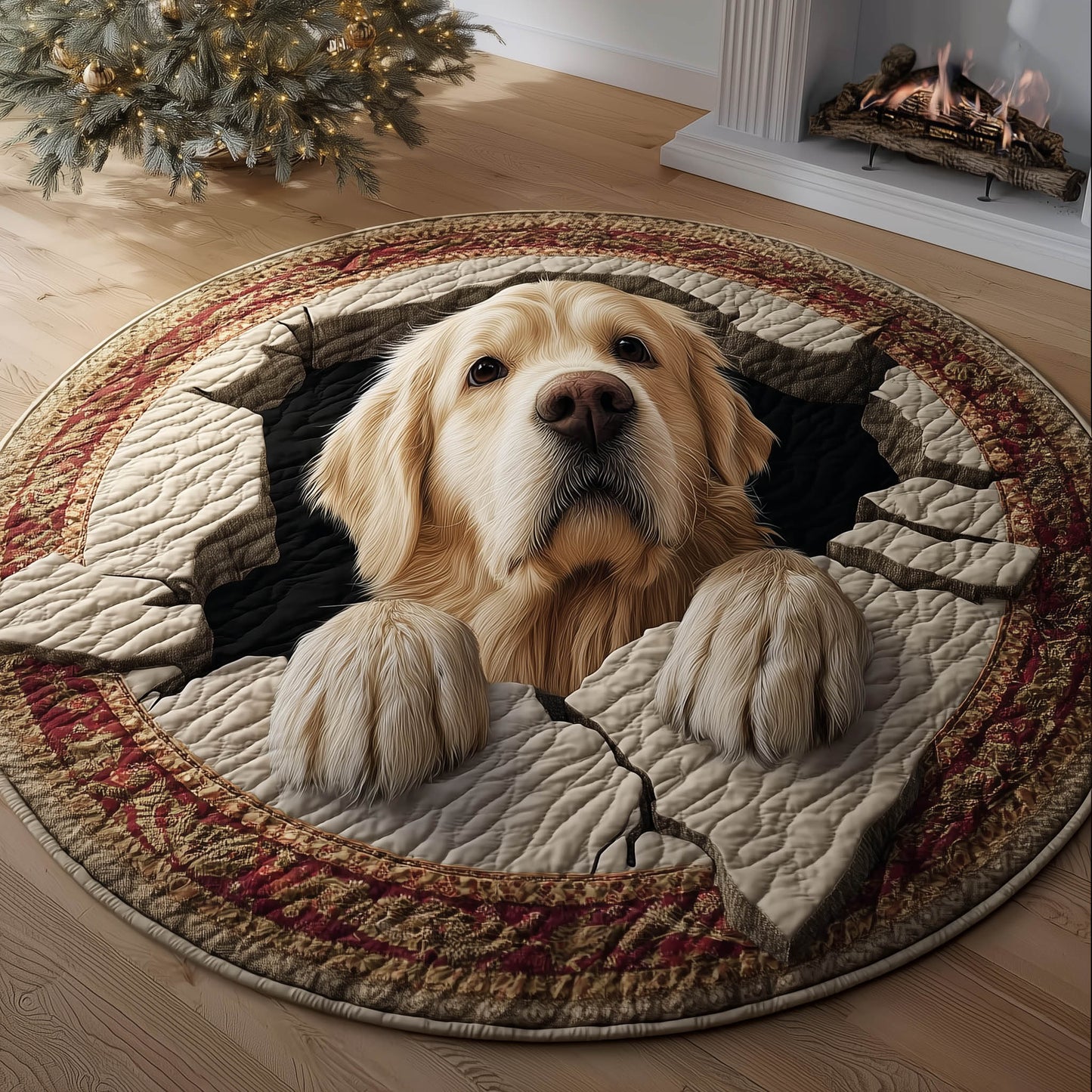 Holiday Retriever Quilted Round Mat GFTONT5229