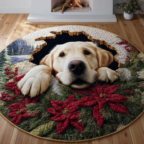 Festive Golden Retriever Quilted Round Mat GFTONT5231