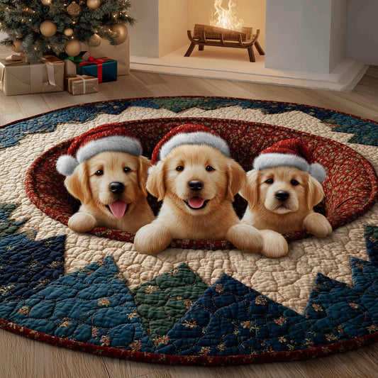 Festive Golden Retriever Quilted Round Mat GFTONT5232