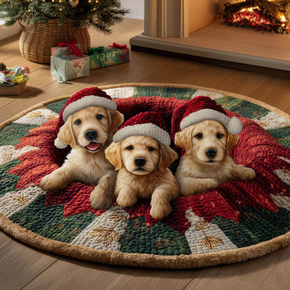 Festive Golden Retriever Quilted Round Mat GFTONT5233