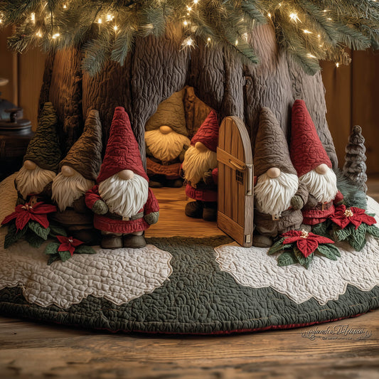 Gnome Gathering Quilted Tree Skirt GFTONT5241