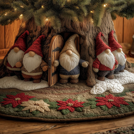 Gnome Gathering Quilted Tree Skirt GFTONT5242