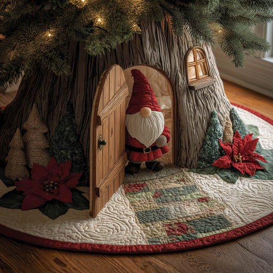 Knock Knock Gnome Quilted Tree Skirt GFTONT5244