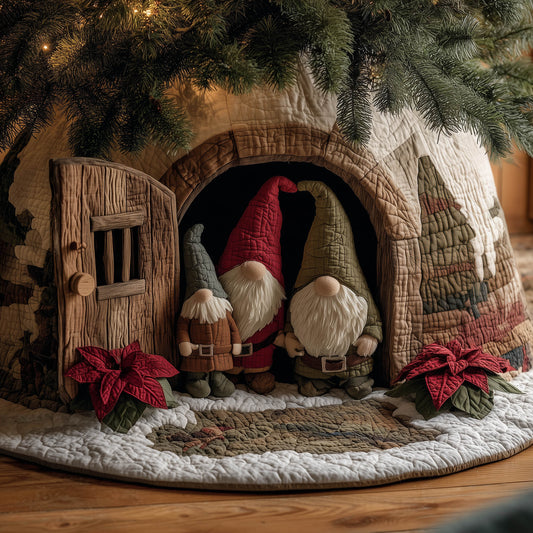 Gnome Visit Quilted Tree Skirt GFTONT5245