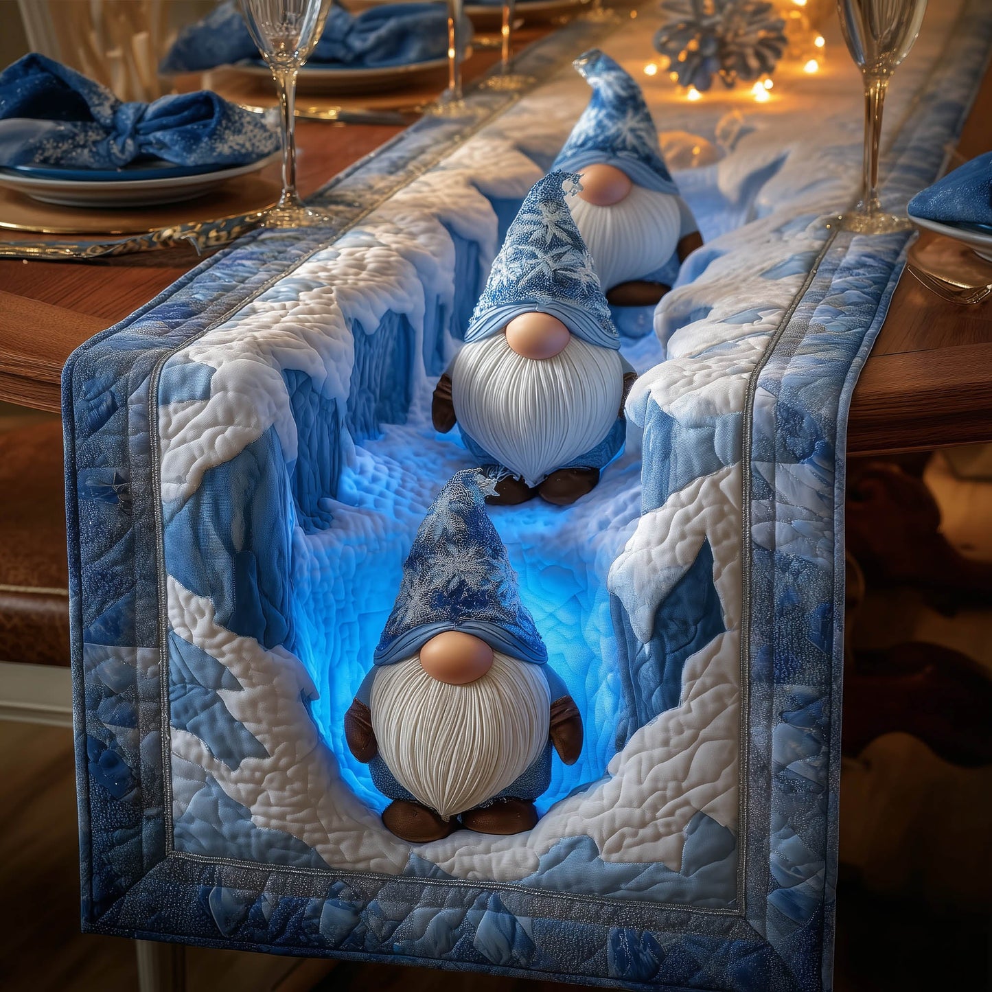 Yuletide Gnome Quilted Table Runner GFTONT5249