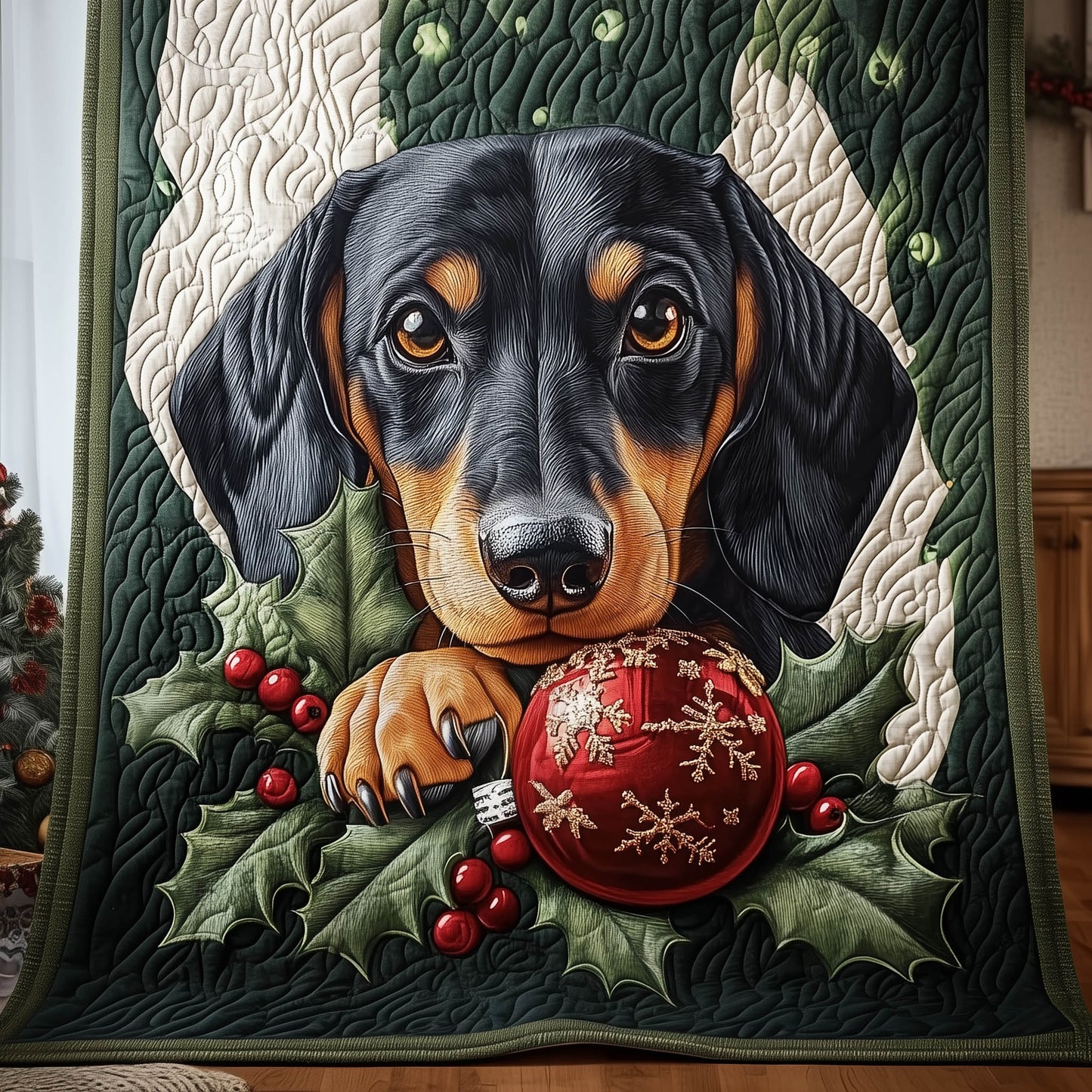 Festive Dachshund Quilted Blanket GFTONT5255