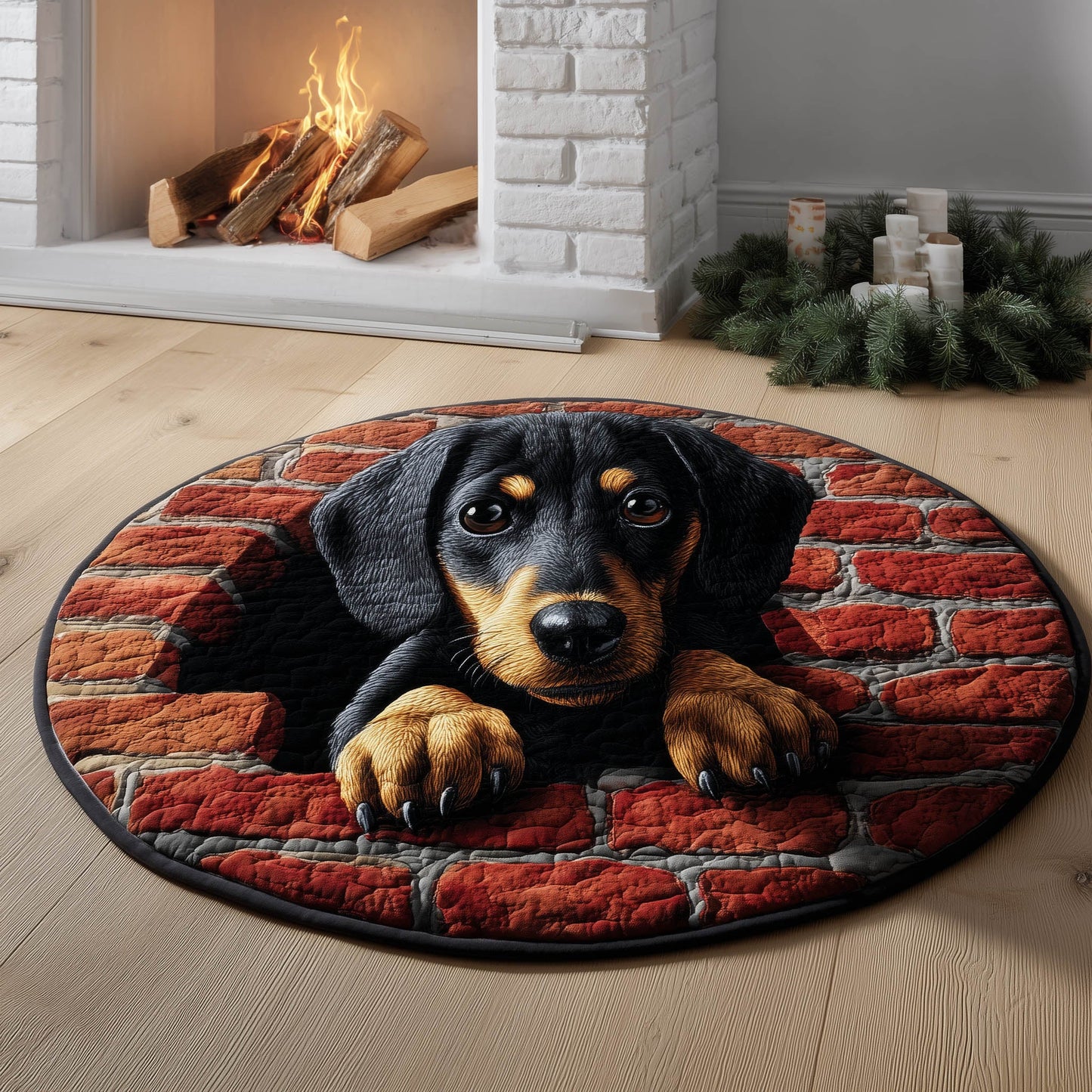 Sausage Puppy Quilted Round Mat GFTONT5262