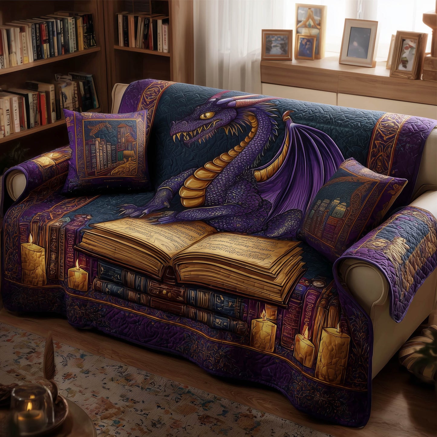 Bookish Wings Quilted Sofa Cover GFTONT5265