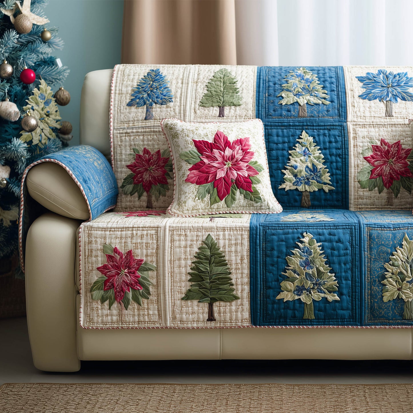 Patchwork Christmas Quilted Sofa Cover GFTONT5275