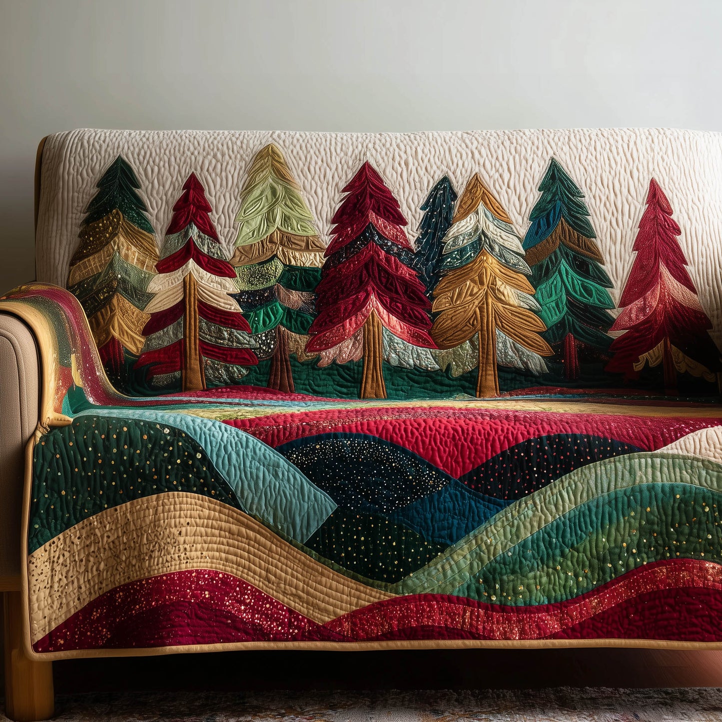 Gorgeous Evergreen Quilted Sofa Cover GFTONT5278