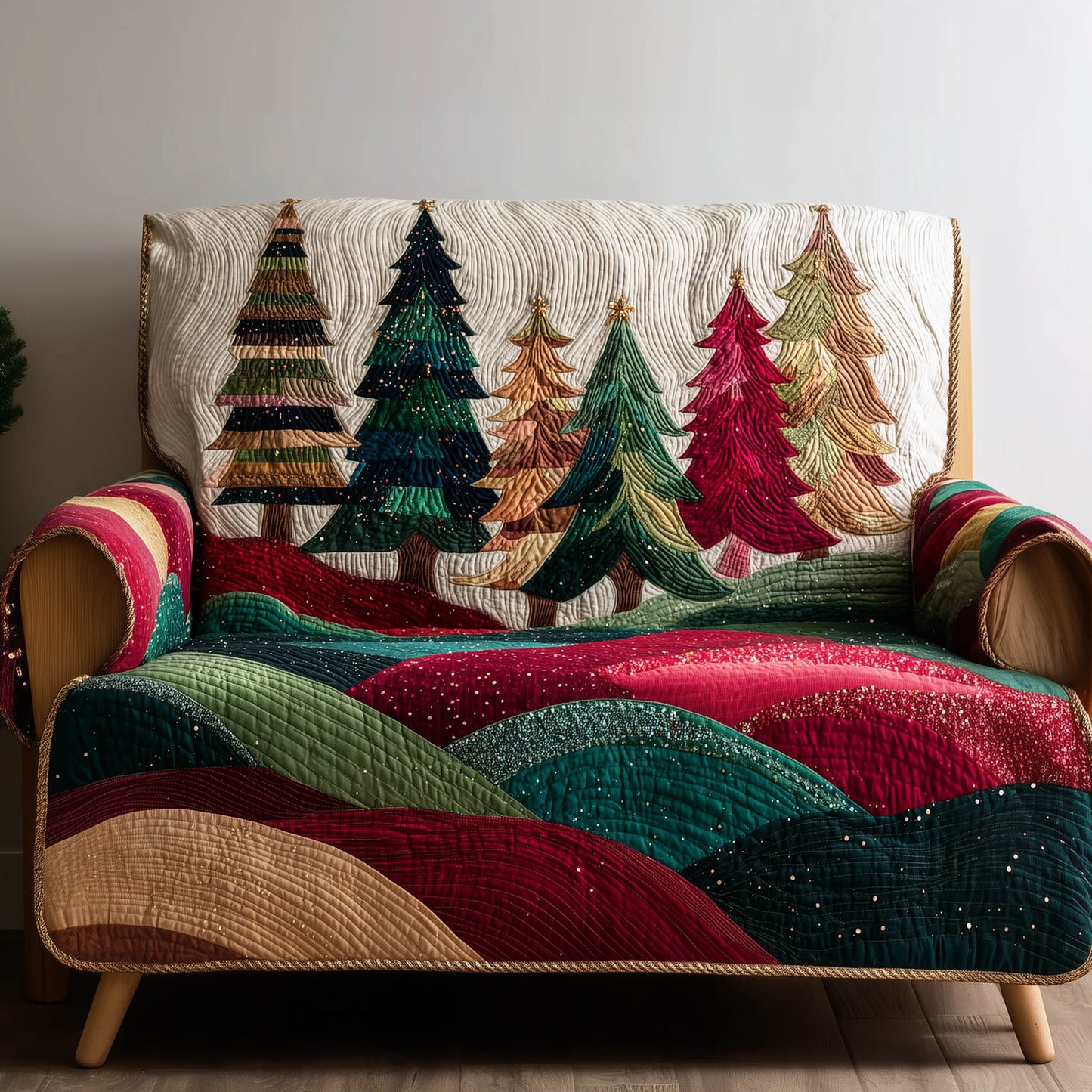 Chrsitmas Trees Quilted Sofa Cover GFTONT5279